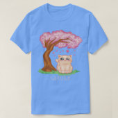 Cute Cat Japanse Cherry Blossom Tree Sakura Flowe T-shirt (Design voorkant)