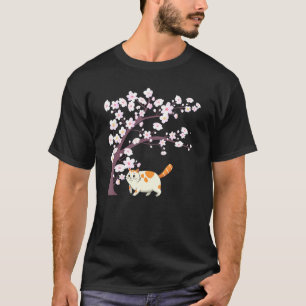 Cute Cat Japanse Kitten Cherry Blossom Saku T-shirt