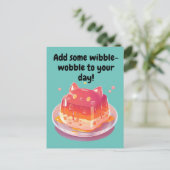 Cute Cat Jello voegt een beetje wibble-Wobble toe  Briefkaart (Staand voorkant)