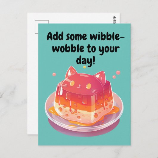 Cute Cat Jello voegt een beetje wibble-Wobble toe  Briefkaart (Voorkant / Achterkant)