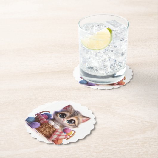 Cute Cat Kartonnen Onderzetters (Insitu)