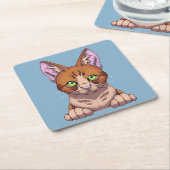 Cute Cat Kartonnen Onderzetters (Schuin)