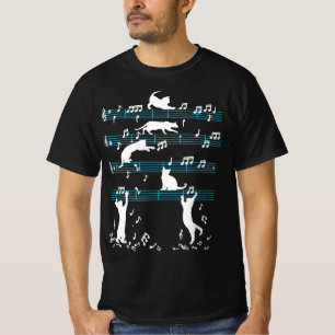Cute Cat Kat Afspeelmuzieknotitie T-shirt