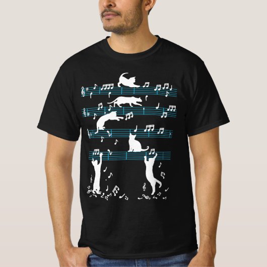 Cute Cat Kat Afspeelmuzieknotitie T-shirt (Voorkant)