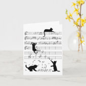 Cute Cat Kat die muziek afspeelt Nota Clef Musicia Kaart (Gele Bloem)