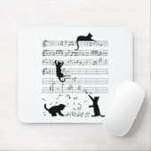 Cute Cat Kat die muziek afspeelt Nota Clef Musicia Muismat (Met muis)