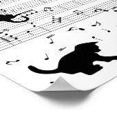 Cute Cat Kat die muziek afspeelt Nota Clef Musicia Poster (Hoek)