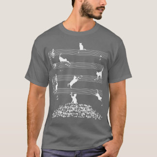 Cute Cat Kat die muziek afspeelt Nota Clef Musicia T-shirt