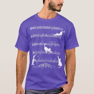 Cute Cat Kat die muziek afspeelt Nota Clef Musicia T-shirt