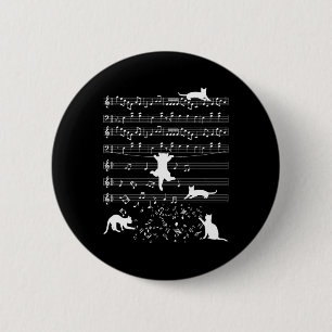 Cute Cat Kat die Muziek afspeelt Opmerking Clef Pi Ronde Button 5,7 Cm