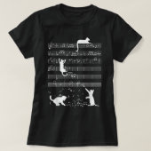 Cute Cat Kat die muziek afspeelt Opmerking Funny C T-shirt (Design voorkant)