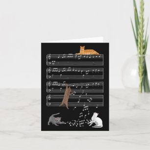 Cute Cat Kat die muziek speelt Clef Piano Musician Kaart