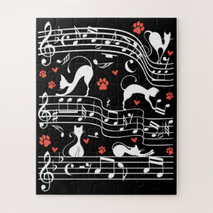 Cute Cat Kat die muziek speelt Clef Piano Musician Legpuzzel
