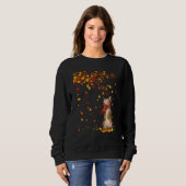 Cute Cat Kat herfst Fall Leaves Cat Mannen Women Trui (Voorkant volledig)