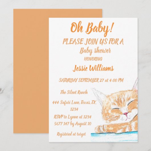 Cute Cat Kat Kitten animal Baby Girl Kaart (Voorkant / Achterkant)