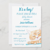 Cute Cat Kat Kitten Blue Animal Baby Boy Kaart (Voorkant)