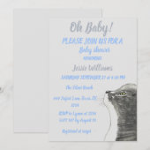 Cute Cat Kat Kitten Blue Baby boy douche Invitat Kaart (Voorkant / Achterkant)