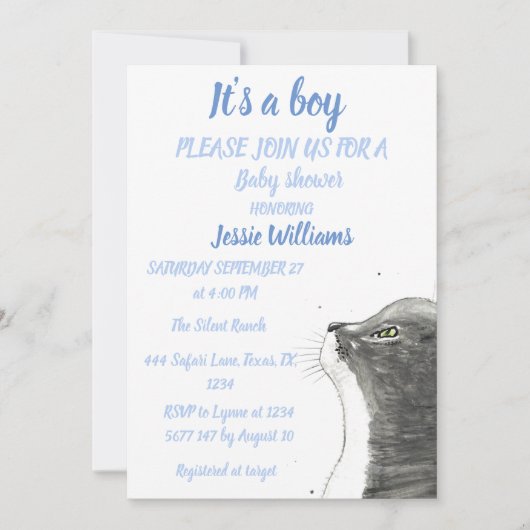 Cute Cat Kat Kitten Blue Baby Kaart (Voorkant)