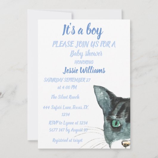 Cute Cat Kat Kitten Blue Baby Kaart (Voorkant)