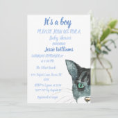 Cute Cat Kat Kitten Blue Baby Kaart (Staand voorkant)