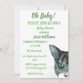 Cute Cat Kat Kitten Green Baby Girl Kaart (Voorkant)