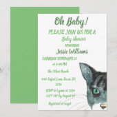 Cute Cat Kat Kitten Green Baby Girl Kaart (Voorkant / Achterkant)