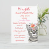 Cute Cat Kat Kitten Roze Floral Baby Girl Boho I Kaart (Staand voorkant)