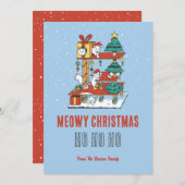 Cute Cat Kat Tree Snow Winter Meowy Kerstmis Feestdagenkaart (Voorkant / Achterkant)