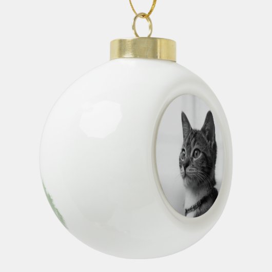 Cute Cat Keramische Bal Ornament (Links)