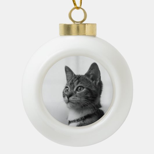 Cute Cat Keramische Bal Ornament (Voorkant)