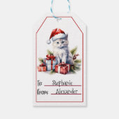 Cute Cat Kerstmis Cadeaulabel (Achterkant)