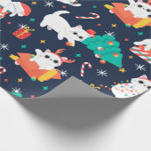 Cute Cat Kerstmis Cadeaupapier (Hoek)