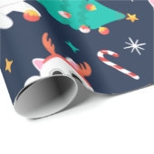 Cute Cat Kerstmis Cadeaupapier (Rol Hoek)