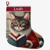 Cute Cat Kerstmis Grote Kerstsok (Voorkant)