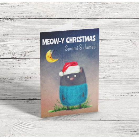 Cute Cat Kerstmis Kaart