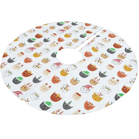 Cute Cat Kerstmis Kerstboom Rok (Gekanteld)