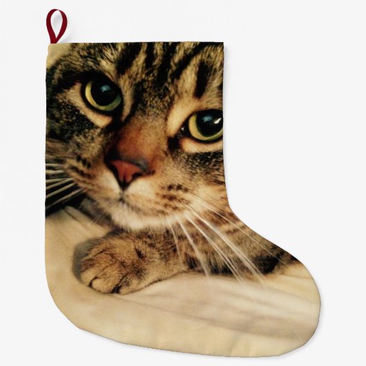 Cute Cat Kerstmis Stocking Grote Kerstsok (Voorkant)