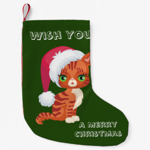 Cute Cat Kerstmis Stocking Kleine Kerstsok