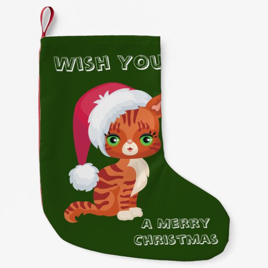 Cute Cat Kerstmis Stocking Kleine Kerstsok (Voorkant)