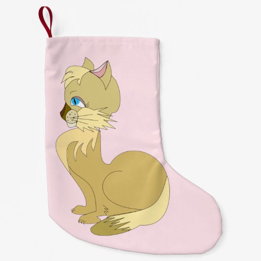 Cute Cat Kerstmis Stocking Kleine Kerstsok (Voorkant)