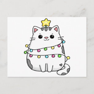Cute Cat-kerstontwerp Briefkaart
