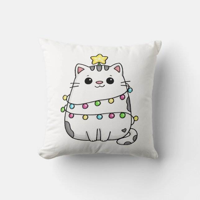 Cute Cat-kerstontwerp Kussen (Voorkant)