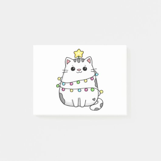 Cute Cat-kerstontwerp Post-it® Notes (Voorkant)