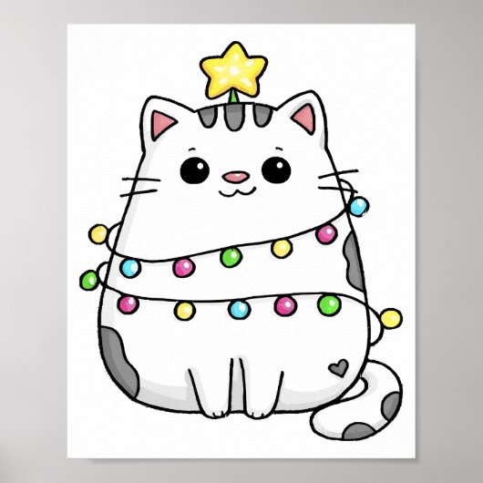 Cute Cat-kerstontwerp Poster (Voorkant)