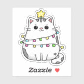 Cute Cat-kerstontwerp Sticker (Vel)
