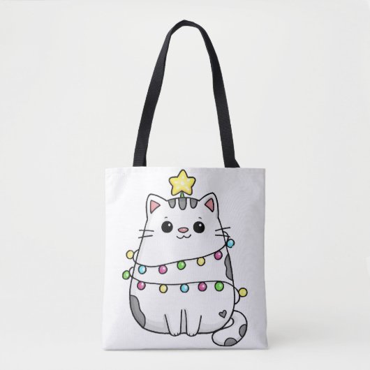 Cute Cat-kerstontwerp Tote Bag (Voorkant)