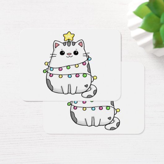 Cute Cat-kerstontwerp Visitekaartje (Bureau)