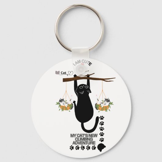 Cute Cat Keychain | Adorable Kitty Accessory (Achterkant)