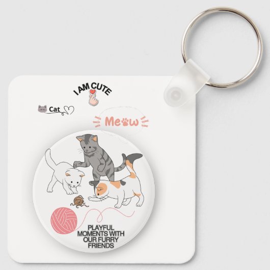 Cute Cat Keychain – Adorable Kitty Charm for key (Achterkant)