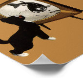 Cute cat kijkt tv-vintage poster (Hoek)
